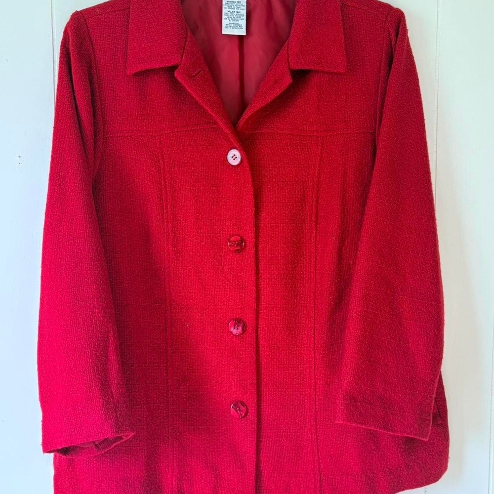 White Stag Red Textured Blazer Jacket Women's Plus Size 16W Vintage